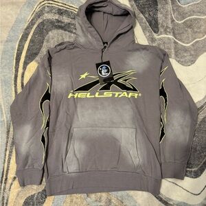 Hellstar Sports Green Gel Logo Gray Hoodie Men’s Size Large